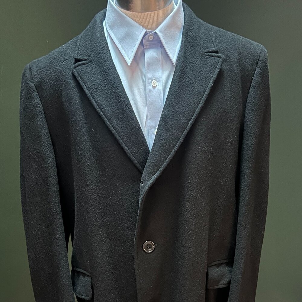 VTG Crown Juilliard 100% Pure Cashmere Overcoat Men 46L/48L Button Lined